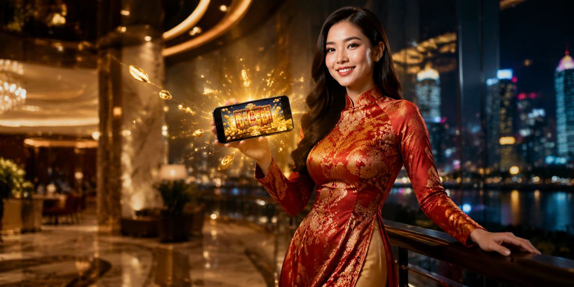 Người dùng Hà Nội trong tà áo dài trải nghiệm slot game trên v10